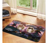 WZYCWB 40x60cm The Lotus in Full Bloom Patterned pet placemat Food mat - for cat and Dog Food Bowl mats, Foldable and Easy to Store