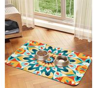 WZYCWB 40x60cm Trompe L'Oeil Printed Pet Absorbent Placemats - Non-Slip Food Mats for Dogs and Cats Food Bowls and Water Placemats