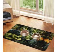 WZYCWB 40x60cm Tropical Rainforest Palm Leaves Printed Pet Absorbent Placemats - Non-Slip Food Mats for Dogs and Cats Food Bowls and Water Placemats