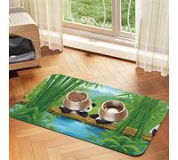 WZYCWB 40x60cm Two Cute Pandas Printed Pet Absorbent Placemats - Non-Slip Food Mats for Dogs and Cats Food Bowls and Water Placemats