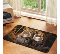 WZYCWB 40x60cm Two Leopard Brothers Printed Pet Absorbent Placemats - Non-Slip Food Mats for Dogs and Cats Food Bowls and Water Placemats