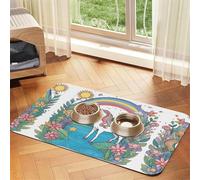 WZYCWB 40x60cm Unicorns by The River Printed Pet Absorbent Placemats - Non-Slip Food Mats for Dogs and Cats Food Bowls and Water Placemats
