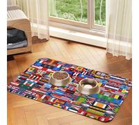 WZYCWB 40x60cm Various Flags Printed Pet Absorbent Placemats - Non-Slip Food Mats for Dogs and Cats Food Bowls and Water Placemats