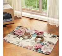 WZYCWB 40x60cm Vibrant Flora Printed Pet Absorbent Placemats - Non-Slip Food Mats for Dogs and Cats Food Bowls and Water Placemats