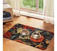 WZYCWB 40x60cm Vintage Flower Garden Printed Pet Absorbent Placemats - Non-Slip Food Mats for Dogs and Cats Food Bowls and Water Placemats