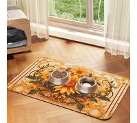 WZYCWB 40x60cm Vintage Sunflowers Printed Pet Absorbent Placemats - Non-Slip Food Mats for Dogs and Cats Food Bowls and Water Placemats