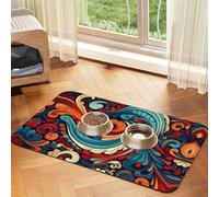 WZYCWB 40x60cm Vivid Patterns Printed Pet Absorbent Placemats - Non-Slip Food Mats for Dogs and Cats Food Bowls and Water Placemats
