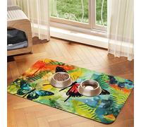 WZYCWB 40x60cm Watercolor Butterfly Printed Pet Absorbent Placemats - Non-Slip Food Mats for Dogs and Cats Food Bowls and Water Placemats