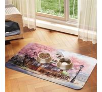 WZYCWB 40x60cm Watercolor Cherry Blossoms Printed Pet Absorbent Placemats - Non-Slip Food Mats for Dogs and Cats Food Bowls and Water Placemats