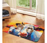 WZYCWB 40x60cm Watercolor Painting of Two Cows Printed Pet Absorbent Placemats - Non-Slip Food Mats for Dogs and Cats Food Bowls and Water Placemats