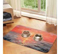 WZYCWB 40x60cm Watercolor Sunset Printed Pet Absorbent Placemats - Non-Slip Food Mats for Dogs and Cats Food Bowls and Water Placemats