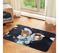 WZYCWB 40x60cm White Butterfly Printed Pet Absorbent Placemats - Non-Slip Food Mats for Dogs and Cats Food Bowls and Water Placemats