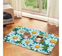 WZYCWB 40x60cm White Daisy Printed Pet Absorbent Placemats - Non-Slip Food Mats for Dogs and Cats Food Bowls and Water Placemats