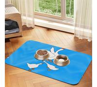 WZYCWB 40x60cm White Goose House Patterned pet placemat Food mat - for cat and Dog Food Bowl mats, Foldable and Easy to Store