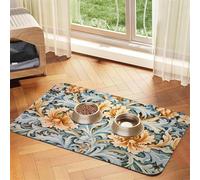 WZYCWB 40x60cm White-Orange Pattern Printed Pet Absorbent Placemats - Non-Slip Food Mats for Dogs and Cats Food Bowls and Water Placemats