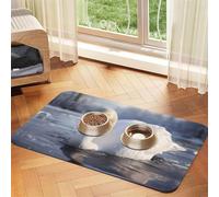 WZYCWB 40x60cm White swan Playing in The Water Printed Pet Absorbent Placemats - Non-Slip Food Mats for Dogs and Cats Food Bowls and Water Placemats