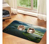 WZYCWB 40x60cm Wide Rice Fields Printed Pet Absorbent Placemats - Non-Slip Food Mats for Dogs and Cats Food Bowls and Water Placemats