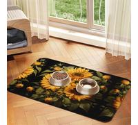 WZYCWB 40x60cm with The Yellow Sunflower Printed Pet Absorbent Placemats - Non-Slip Food Mats for Dogs and Cats Food Bowls and Water Placemats