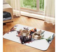WZYCWB 40x60cm Wolves and Reindeer Printed Pet Absorbent Placemats - Non-Slip Food Mats for Dogs and Cats Food Bowls and Water Placemats