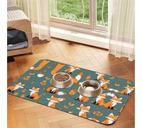 WZYCWB 40x60cm Yellow Fox Patterned pet placemat Food mat - for cat and Dog Food Bowl mats, Foldable and Easy to Store