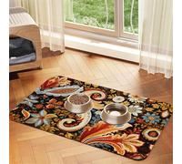 WZYCWB 40x60cm Yellow Pattern Printed Pet Absorbent Placemats - Non-Slip Food Mats for Dogs and Cats Food Bowls and Water Placemats