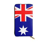 WZYCWB 7.5 * 4.1 inch long clutch bag, Australian flag leather wallet, zipper compartment large capacity, a good gift for friends, Black, One Size, Black, One Size