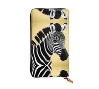 WZYCWB 7.5 * 4.1 inch long clutch bag, Black and white zebra leather wallet, zipper compartment large capacity, a good gift for friends, Black, One Size, Black, One Size