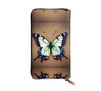 WZYCWB 7.5 * 4.1 inch long clutch bag, Cute little butterfly leather wallet, zipper compartment large capacity, a good gift for friends, Black, One Size, Black, One Size