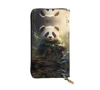 WZYCWB 7.5 * 4.1 inch long clutch bag, Cute Panda Plant leather wallet, zipper compartment large capacity, a good gift for friends, Black, One Size