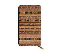 WZYCWB 7.5 * 4.1 inch long clutch bag, Egyptian frescoes leather wallet, zipper compartment large capacity, a good gift for friends, Black, One Size, Black, One Size