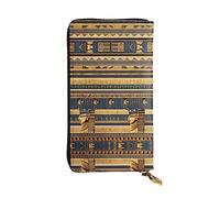 WZYCWB 7.5 * 4.1 inch long clutch bag, Egyptian Pharaonic Frescoes leather wallet, zipper compartment large capacity, a good gift for friends, Black, One Size, Black, One Size