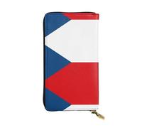 WZYCWB 7.5 * 4.1 inch long clutch bag, Flag of the Czech Republic leather wallet, zipper compartment large capacity, a good gift for friends, Black, One Size