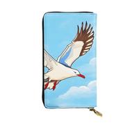 WZYCWB 7.5 * 4.1 inch long clutch bag, Flying Seagulls leather wallet, zipper compartment large capacity, a good gift for friends, Black, One Size, Black, One Size