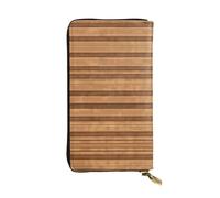 WZYCWB 7.5 * 4.1 inch long clutch bag, Original wood color texture leather wallet, zipper compartment large capacity, a good gift for friends, Black, One Size, Black, One Size