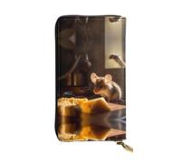 WZYCWB 7.5 * 4.1 inch long clutch bag, rat leather wallet, zipper compartment large capacity, a good gift for friends, Black, One Size