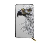 WZYCWB 7.5 * 4.1 inch long clutch bag, Sketching an eagle leather wallet, zipper compartment large capacity, a good gift for friends, Black, One Size
