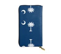 WZYCWB 7.5 * 4.1 inch long clutch bag, South Carolina Flag leather wallet, zipper compartment large capacity, a good gift for friends, Black, One Size, Black, One Size
