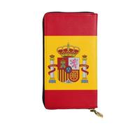 WZYCWB 7.5 * 4.1 inch long clutch bag, Spanish flag leather wallet, zipper compartment large capacity, a good gift for friends, Black, One Size, Black, One Size