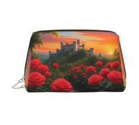 WZYCWB A Beautiful Castle Printed Leather Cosmetic Bag for Women - Stylish and Soft, Durable