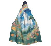 WZYCWB a beautiful unicorns Halloween hooded cape, a stylish adult cape perfect for carnivals, themed parties, and masquerades.