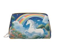 WZYCWB a beautiful unicorns Leather cosmetic bag with pockets, portable travel cosmetic bag, large capacity cosmetic storage bag,