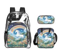 WZYCWB a beautiful unicorns Printed backpack set | Lunch bag and pencil case | Perfect for work, business trips, and vacations.