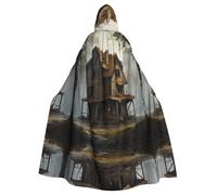 WZYCWB A broken house Halloween hooded cloak, unisex fashion cloak suitable for Halloween cosplay party