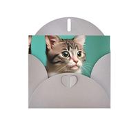 WZYCWB A curious cat Printed Gray Pearlescent Paper Holiday Cards 6x4 Inches - With Envelopes for Birthdays, Weddings, and Condolences