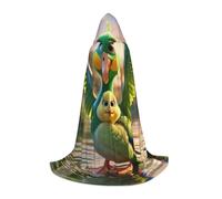 WZYCWB a green parrot Printed Small Hooded Cape, Holiday Party Costume, Carnival Party Prop, Sizes S/M/L