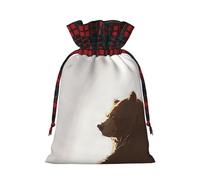 WZYCWB A large brown bear Christmas Gift Bags for Christmas Party Supplies Decorations, 8.3 * 11.8 Inch Colorblock Burlap Drawstring Gift Bags,