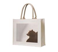 WZYCWB A large brown bear Printed three-dimensional canvas tote bag suitable for travel, work, fitness, camping and beach carrying