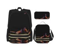 WZYCWB A pair of pheasants Campus life backpack set (3 pieces) - school bag + pencil case + lunch bag, meet all the daily needs of students!