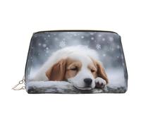 WZYCWB A Sleeping Dog Printed Leather Cosmetic Bag - Stylish and Portable Cosmetic Storage Bag