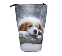 WZYCWB A Sleeping Dog Printed Retractable Pen Holder Suitable for use as a Simple Cosmetic Bag, Wallet, etc.